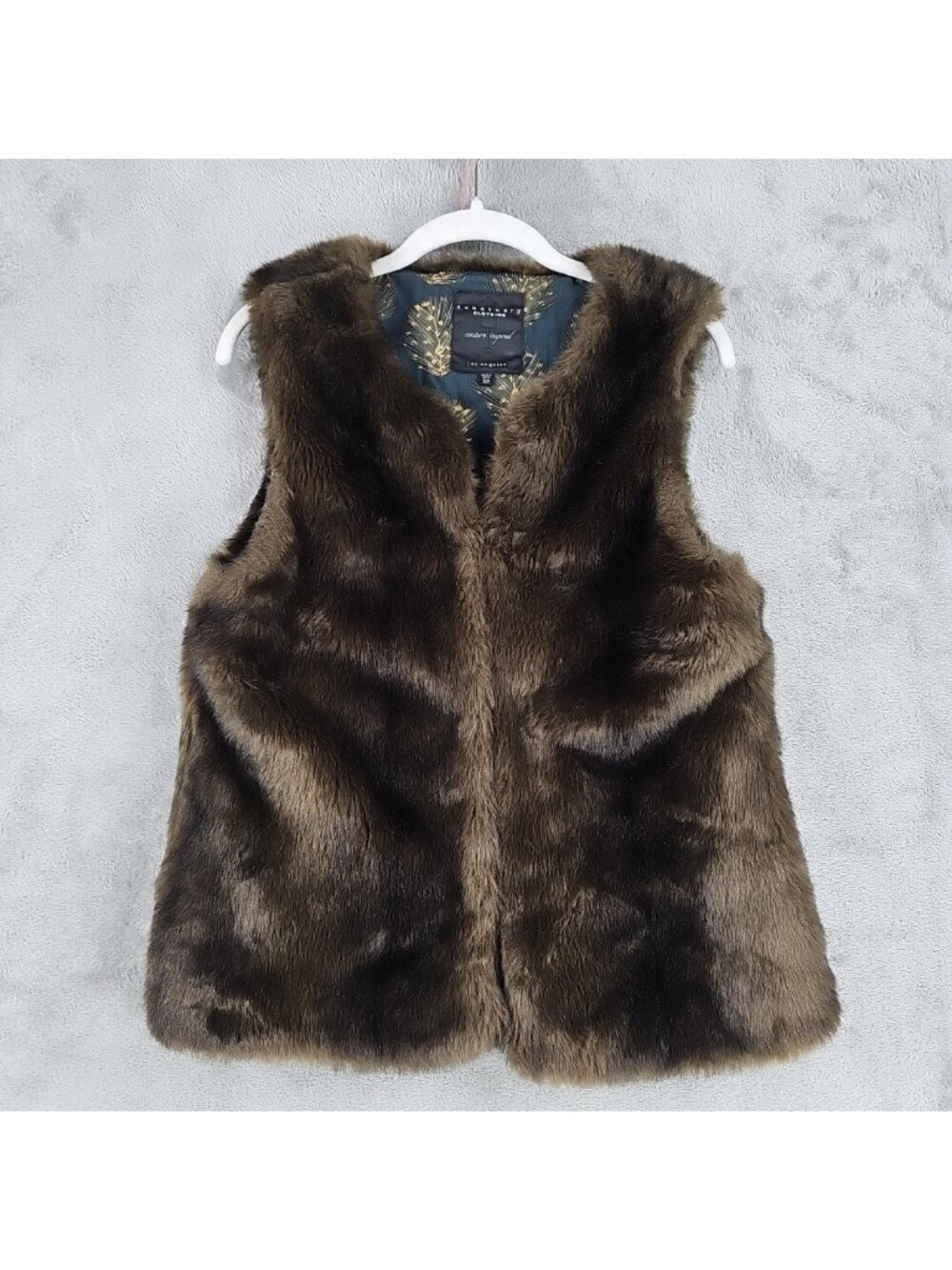Sanctuary Clothing Vest Womens XS Brown Faux Fur Lined Hook Eye Short Sleeveless